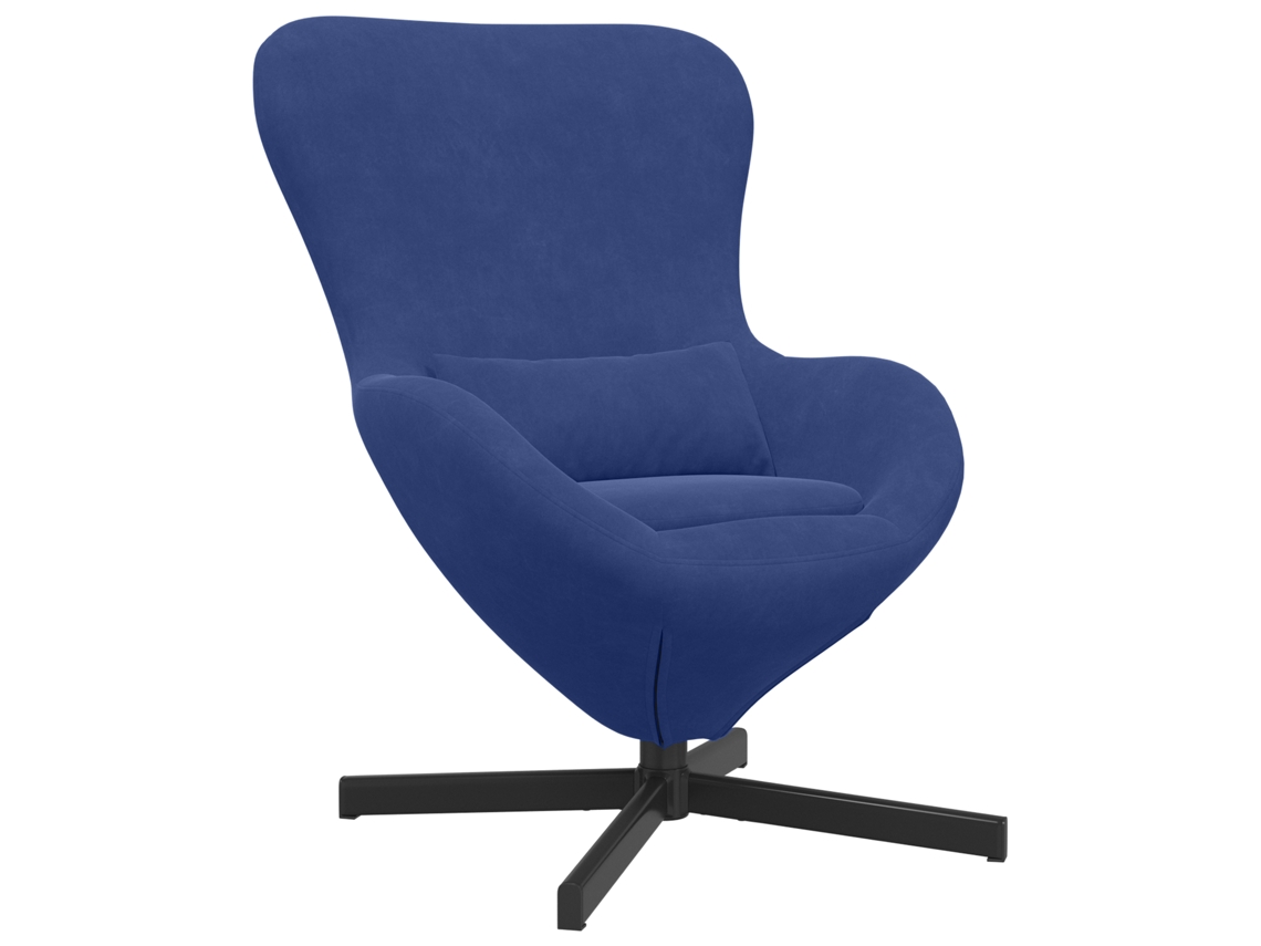 Conjunto 1 Cadeira Ovo Vidaxl Azul Veludo (63 X 73 X 90 Cm)