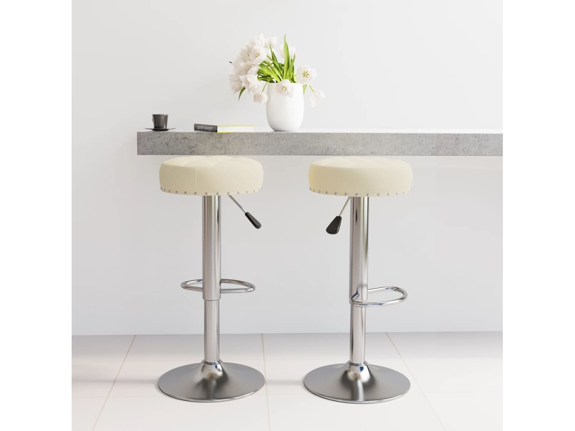 Vidaxl Bancos De Bar 2 Pcs Tecido Cor Creme