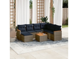 Vidaxl Conjunto De Sofá De Jardim Com 8 Peças E Almofadas Em Rattan Sintético Cinza