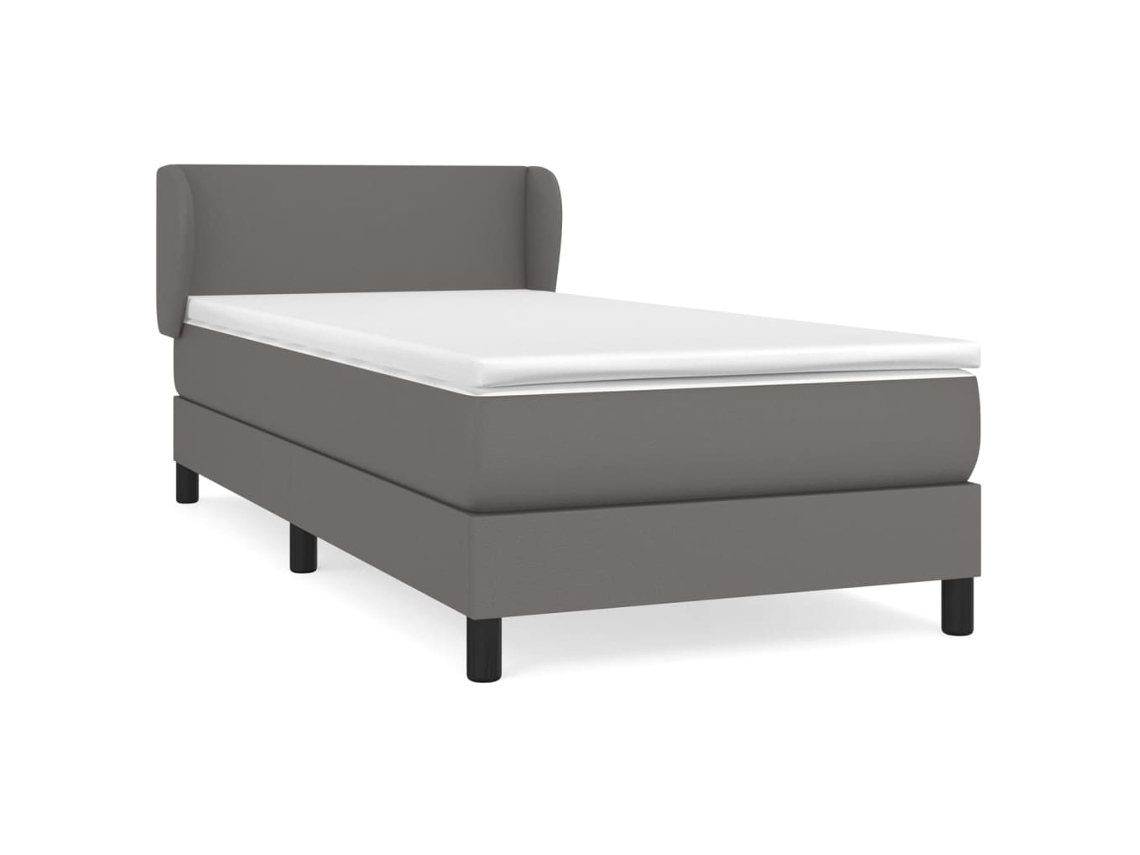 Cama com Molas Couro Artificial Cinzento MAISON EXCLUSIVE 90x200 cm