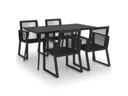 Dining Set, Dining Sets Vidaxl Preto Pvc (mesa Com 150 Cm De Comprimento)