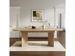 Mesa de Jantar Extensível Cantos Arredondados, Tampo Espesso Carvalho MOBRIO (160/200x90 cm)