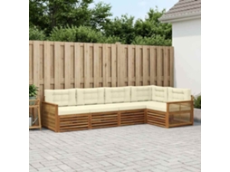 Vidaxl Conjunto De Sofás Para Exterior 5 Unid. Natural E Creme