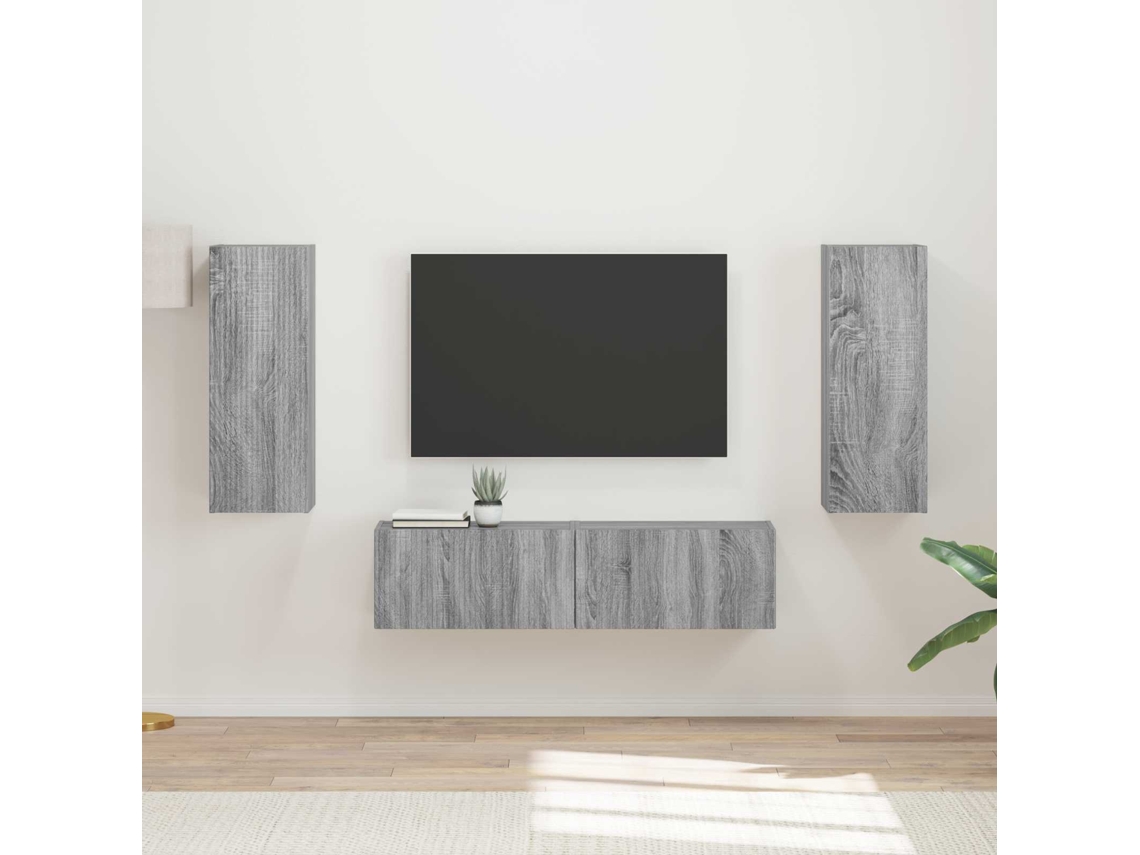 Vidaxl Conjunto De Móvel De Tv 2 Unid. Cinza Sonoma