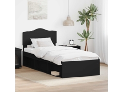 Vidaxl Estrutura da Cama Preto 90 X 200 Cm Madeira de Pinheiro Sólida