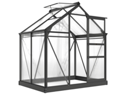 Estufa Policarbonato 190x132x201cm Uv30 Base Reforçada Calha Cinza Jardim