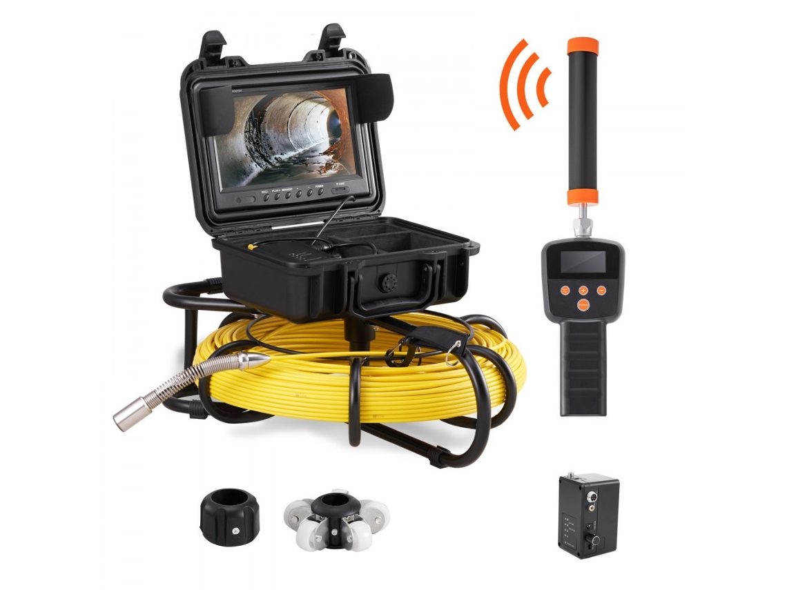 Câmera De Inspeção De Tubos 91,5m 9 720p Com Monitor Dvr E Bateria Tekmaquinas