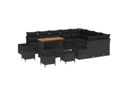 Conjunto 13 Sofá De Jardim Vidaxl Preto Vime Pe (110 X 55 X 71 Cm)