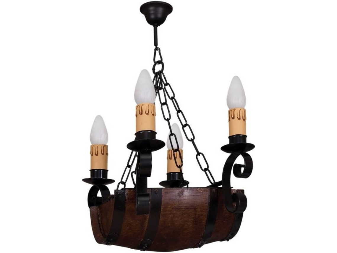 Candeeiro de Teto FABRILAMP Barril (Preto - Madeira, Metal - 60x42 cm)