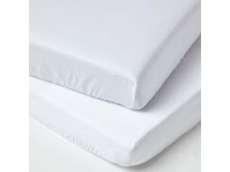 Homescapes White Organic Cotton Cot Bed Fitted Sheets 400 Thread Count, 2 Pack