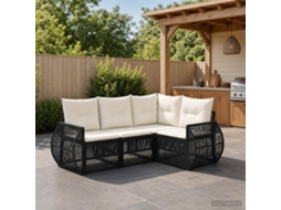 Vidaxl Conjunto De Sofá De Jardim 4 Unid. Preto E Branco Creme Vime Pe