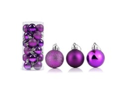 24 Adornos De Natal Reutilizáveis De Plástico Com Alto Brilho Para Árvore De Natal Decoração Residencial 8 Cm Púrpura