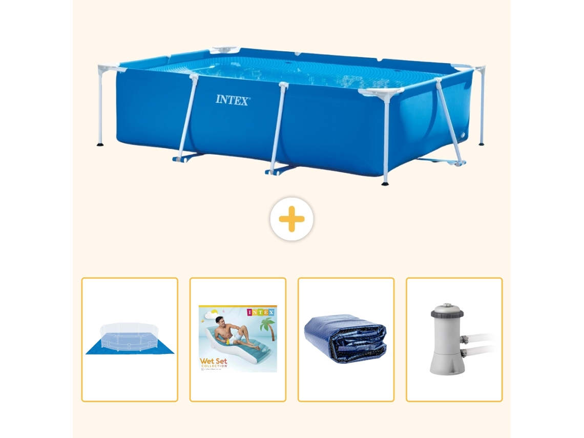 Intex Piscina Com Estrutura Retangular - 300x200x75 Cm - 5-peças S171
