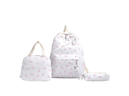 Conjunto De Mochila De Gravata, Mochila + Lancheira + Estojo, Adequado Para O Uso Diário De Adolescentes Na Escola, Etc. Branco