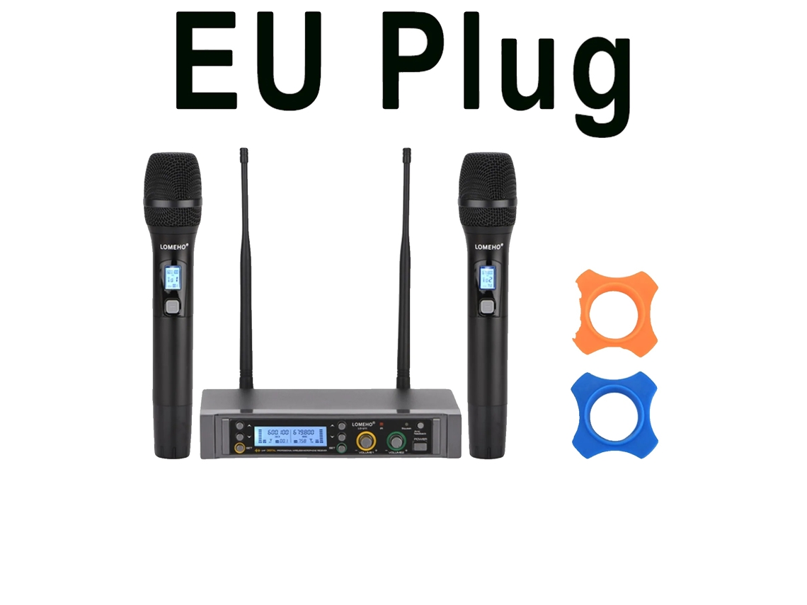 Sistema De Microfone Sem Fio De Canal Duplo Lomeho, Transdutor Dinâmico, Alcance De Trabalho Superior A 50m,eu Plug 500mhz