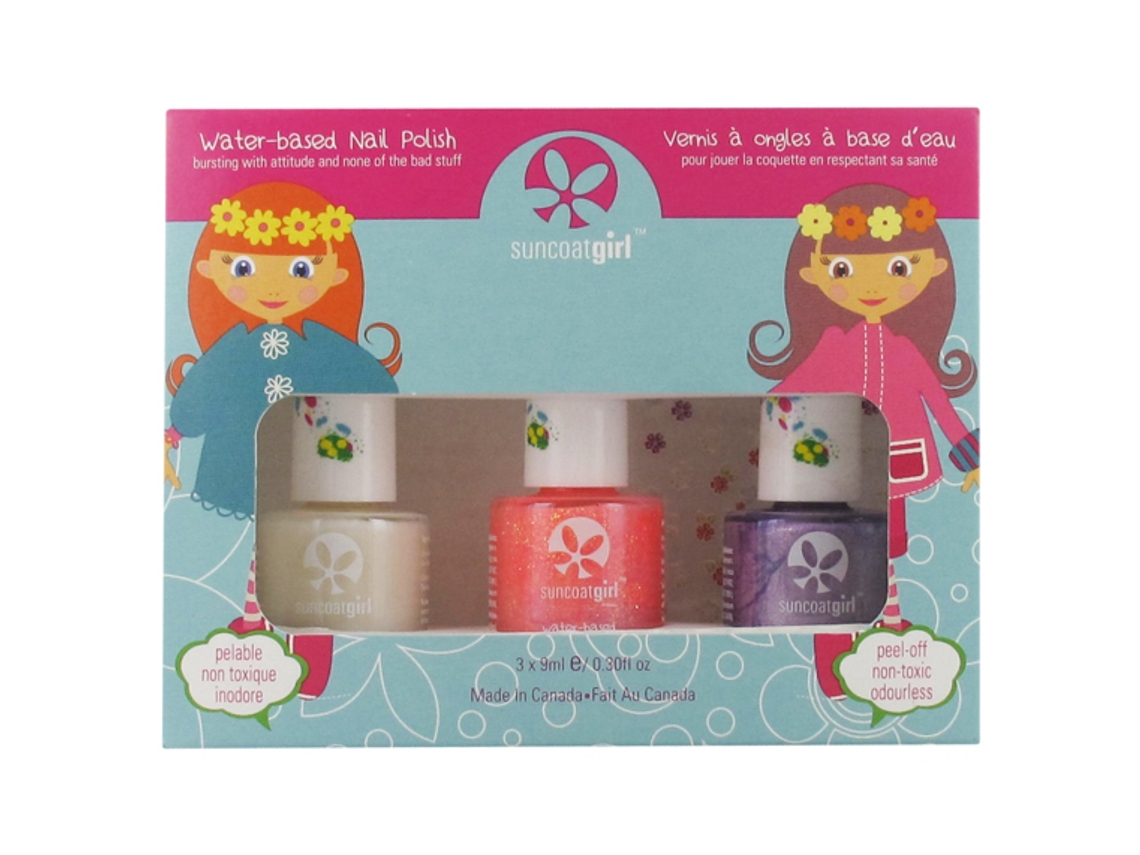 Suncoat Girl Kit 3 esmaltes destacáveis à base de água 1 adesivos Cor: Jolie Moi SUNCOATGIRL