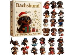 Calendário de Advento Nova LINE, Dachshund 2025, 24 Dias, Contagem Regressiva, Ornamentos de Cão