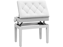 Banco regulável para piano com compartimento e assento acolchoado 54.5x33x48/58cm branco MARCA