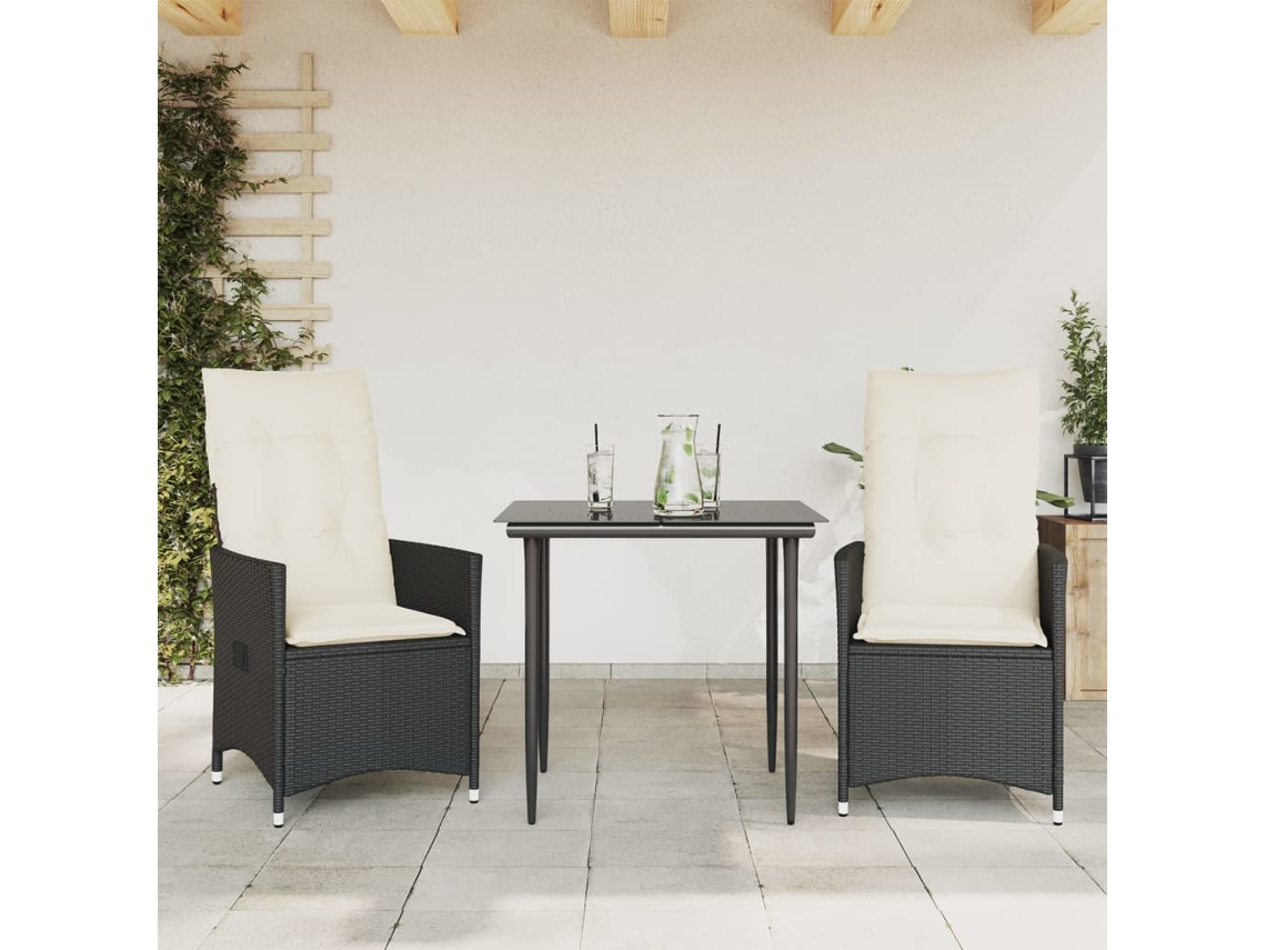 Maison Exclusive - Cadeiras De Jardim Reclináveis C/ Almofadões 2pcs Vime Pe Preto