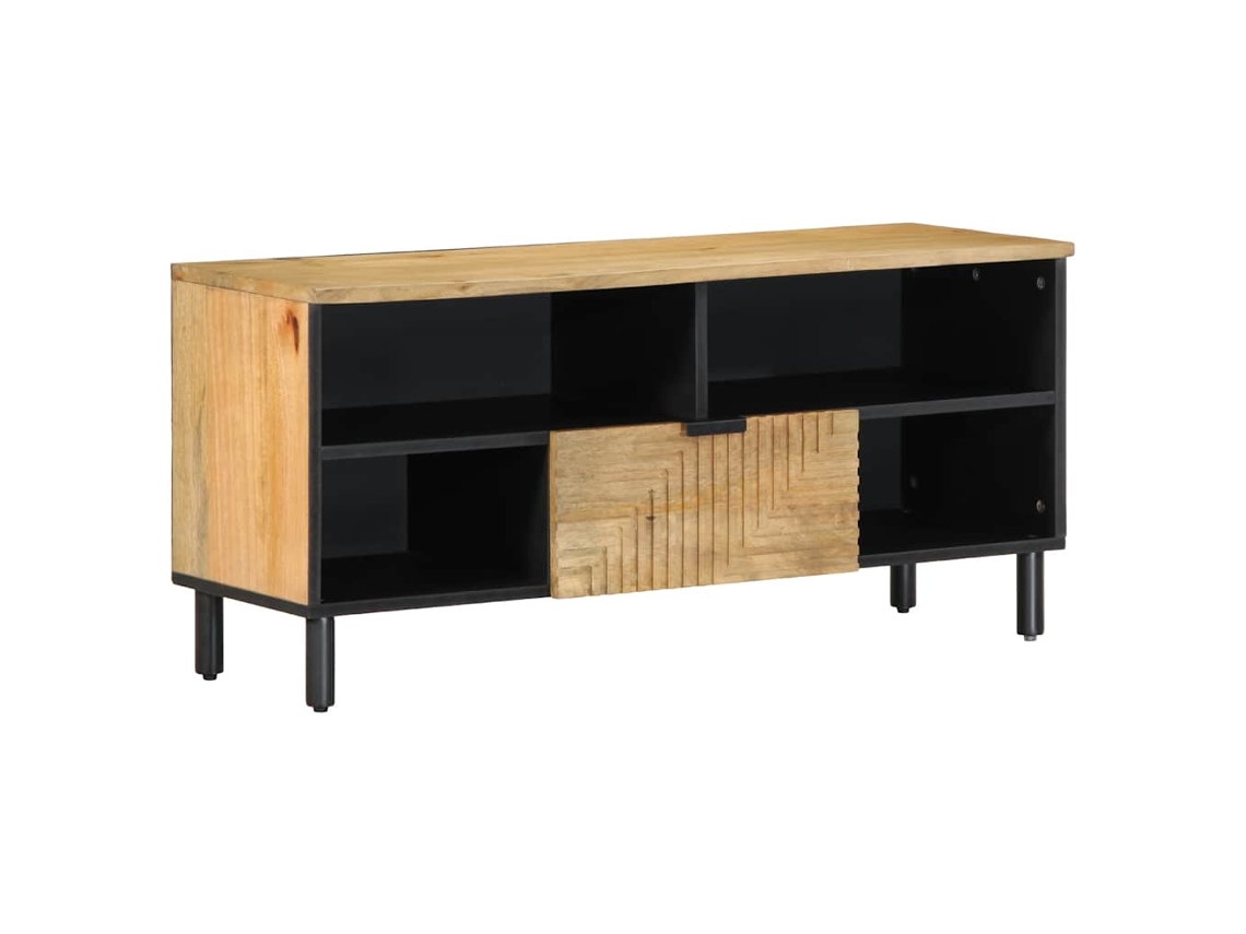 Móvel De Tv 100x33x46 Cm Madeira De Mangueira Maciça Castanho Lovely Home