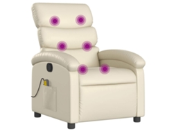 Poltrona De Massagens Reclinável Couro Vidaxl Artificial Cor Creme