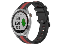 Pulseira De Silicone Bicolor Vertical 20 Mm, Compatível Com Garmin Approach S40, Preta E Vermelha.