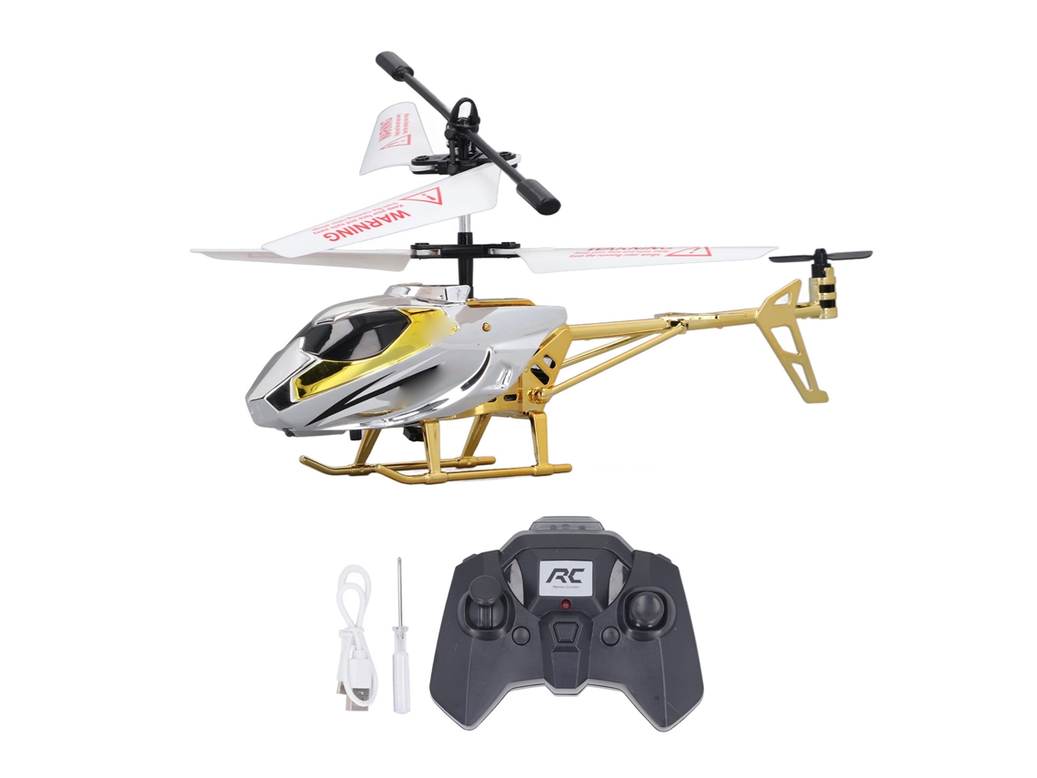 Helicóptero de Controle Remoto Mali 3.5 Canais 2.4ghz com Luz USB Recarregável Prata