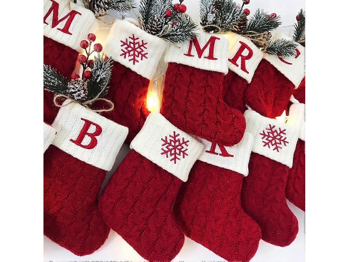 Meias De Natal, Meias De Natal, Decorações De Natal Para O Próximo Ano, Sacos De Doces Duráveis ​​de Alta Capacidade, Decorações Brancas Olysi Shop