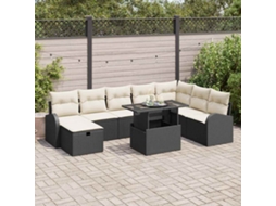 Vidaxl Conjunto De Sofá De Jardim 9 Unid. Preto Vime Pe