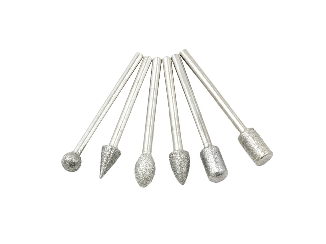 Conjunto de 20 peças de brocas diamantadas de coríndon para desbaste e polimento.