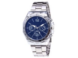 Reloj De Cuarzo Con Correa De Acero, Dial Redondo, Moda, Para Parejas (azul Plateado)