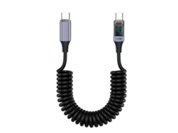 Cabo De Dados Usb C Pd100w Com Carregamento Rápido E Visor Inteligente, Cabo Flexível Com Mola Para Notebook E Celular Nostalgia88 (roxo)