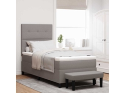 Vidaxl Cama Box com Cabeceira Cinzento acastanhado 90 X 190 Cm Tecido