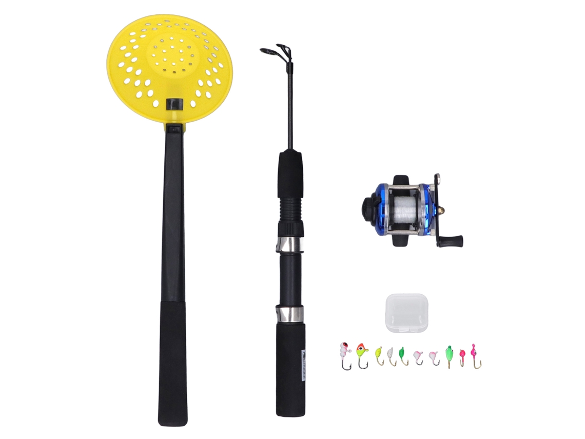 Kit Vara Pesca Gelo 50cm Carbono Inclui Carretilha