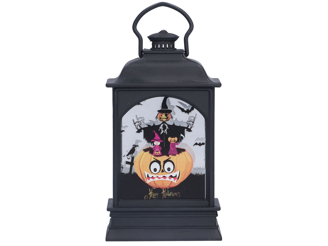 Lâmpada de Chimenea Decorativa Halloween Lanterna Led de Vento Transparente com Abóbora | S/MARCA