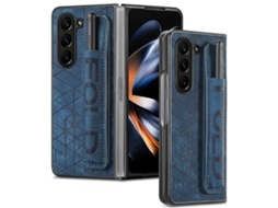 Compre Capa Para Samsung Galaxy Z Fold6 5g Com Pulseira De Couro Capa De Pc Com Compartimento Para Caneta, Azul