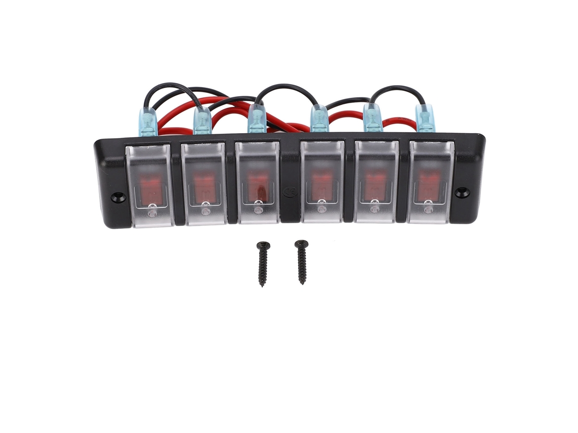 Painel De Interruptores De 6 Vias Pre-fioado Com Led Vermelho Proteção Contra Sobrecarga Dc12v 16a