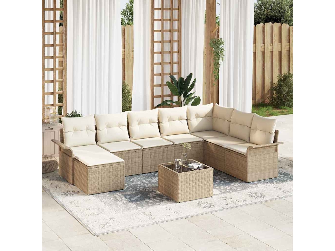 Vidaxl Conjunto De Sofá De Jardim 9 Unid. Castanho Rattan Sintético