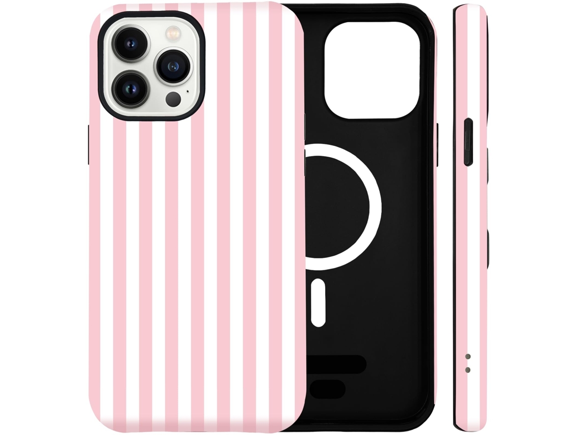 Capa Para Iphone 16 Pro Compatível Com Magsafe (pc Rígido + Silicone) - Rosa E Branca