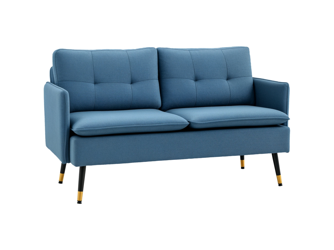 Sofá 2 Lugares 4 Almofadas Tom Azul 139x68x80 Cm