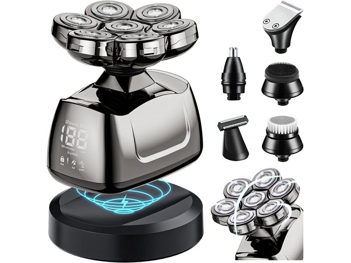 Razor Elétricos Para Homens, 6 Em 1 Aparelhos De Barba Com Cabeça Rotativa 7d, Aparador De Barba Ipx7 À Prova Dágua, Máquina De Barba Seco J150 Sanag