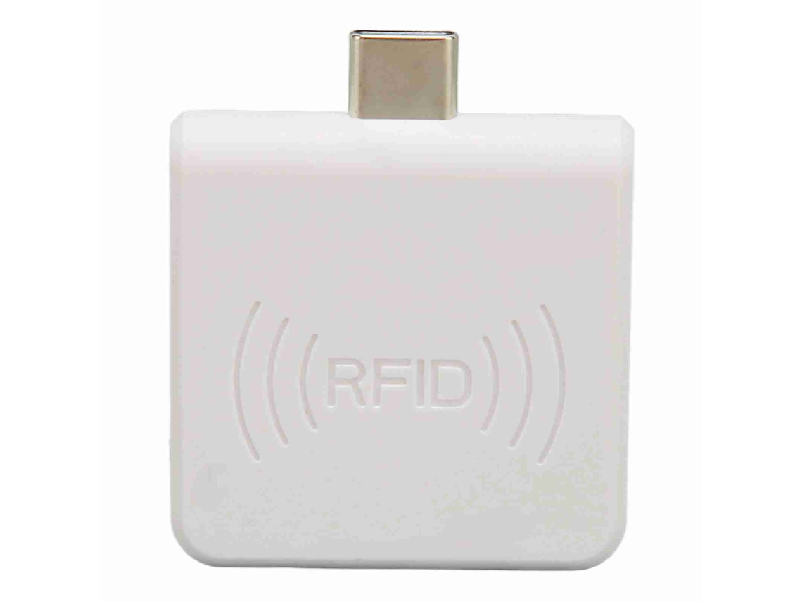 Leitor de Cartões Rfid Id Portátil com Interface Type C para Celular 125khz Branco Smart Card Reader