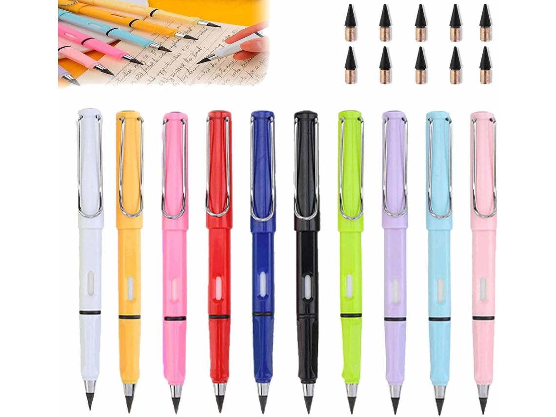 10 Sets Black Technology Peil, Inkless Eternal With Eraser, Black