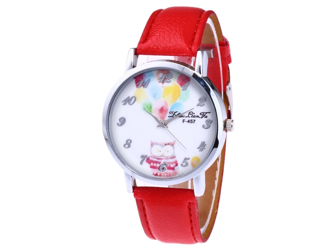 Relógio de casal Lichee Grain Quartz com pulseira de couro para mulheres e homens, vermelho
