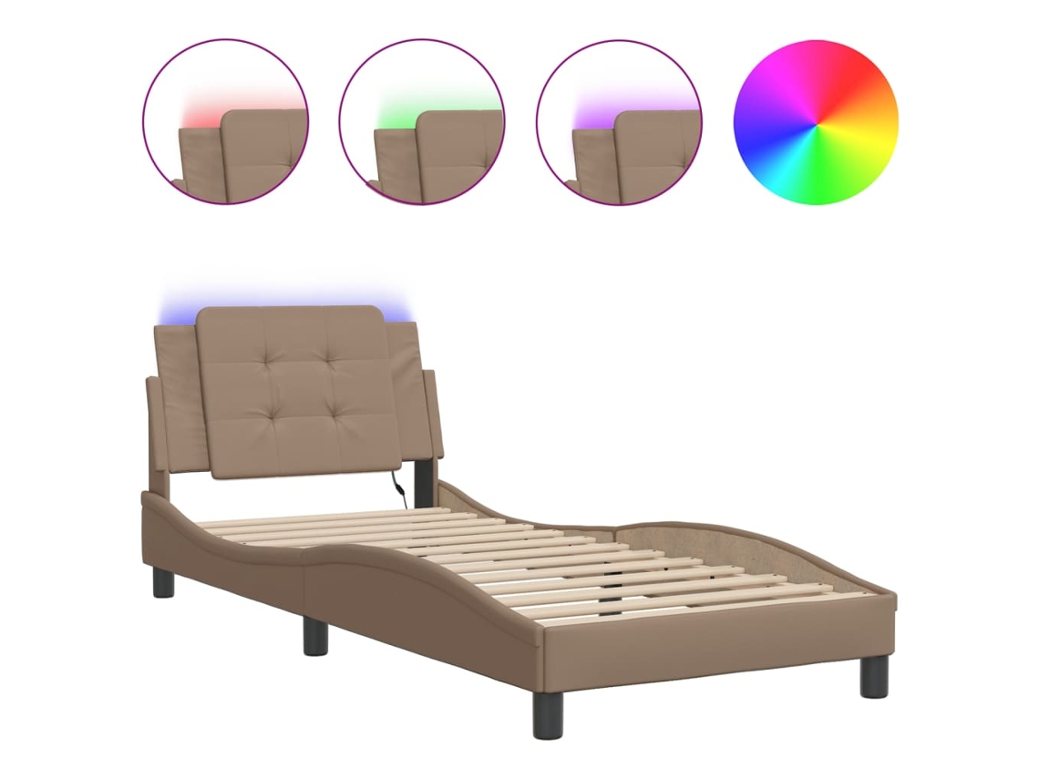 Bed Frame, Bed Frames Vidaxl Marrom Couro Artificial (90 X 190 Cm)