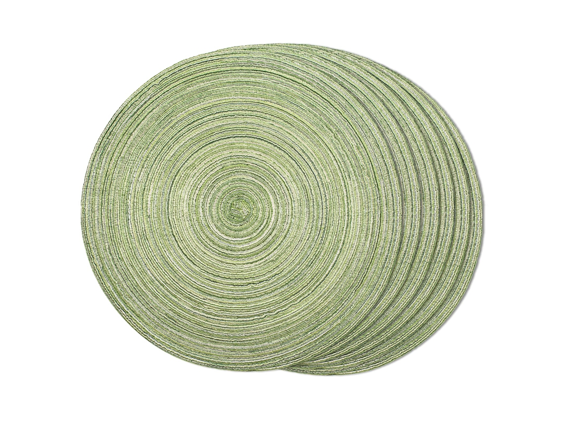 Conjunto 6 Individuais Redondos - Bases Mesa - Proteção Calor - 38×38 Cm - Verde