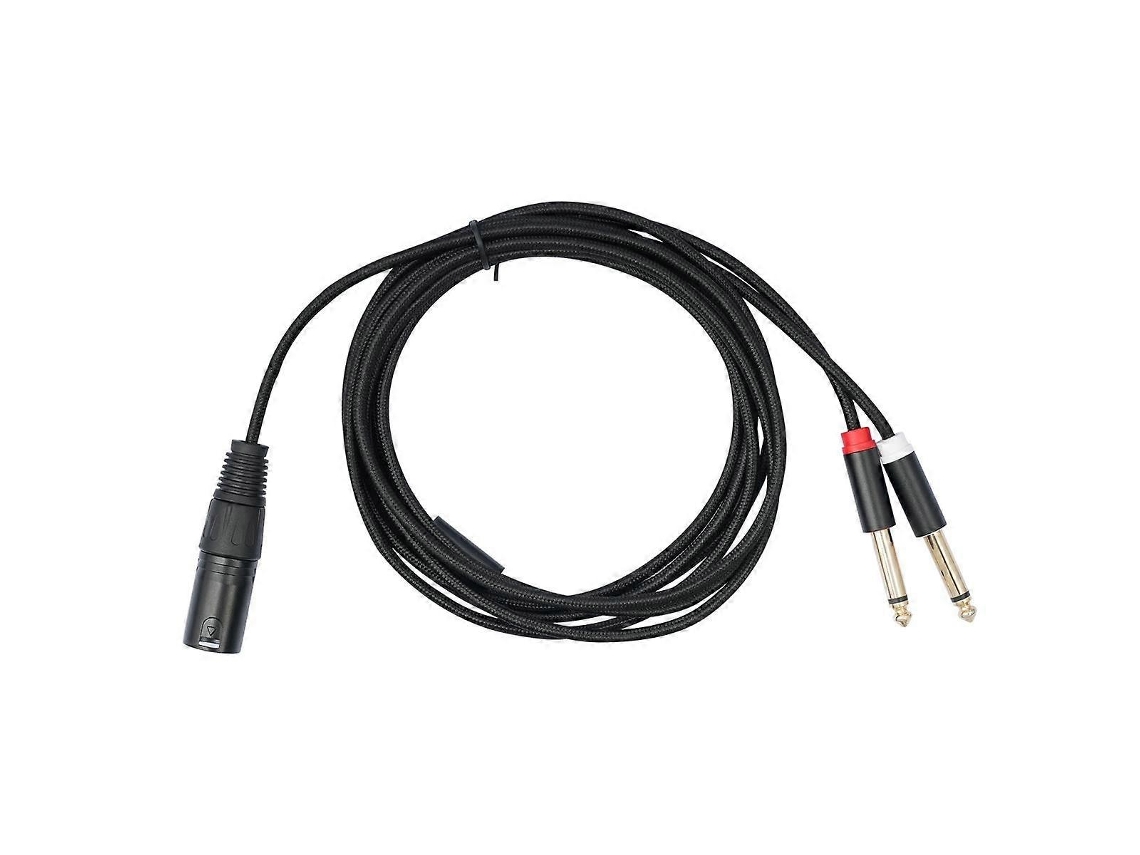 Cabo de áudio para microfone XLR macho Slowmoose com conector duplo de 6,35 mm (2 m) e adaptador divisor em Y