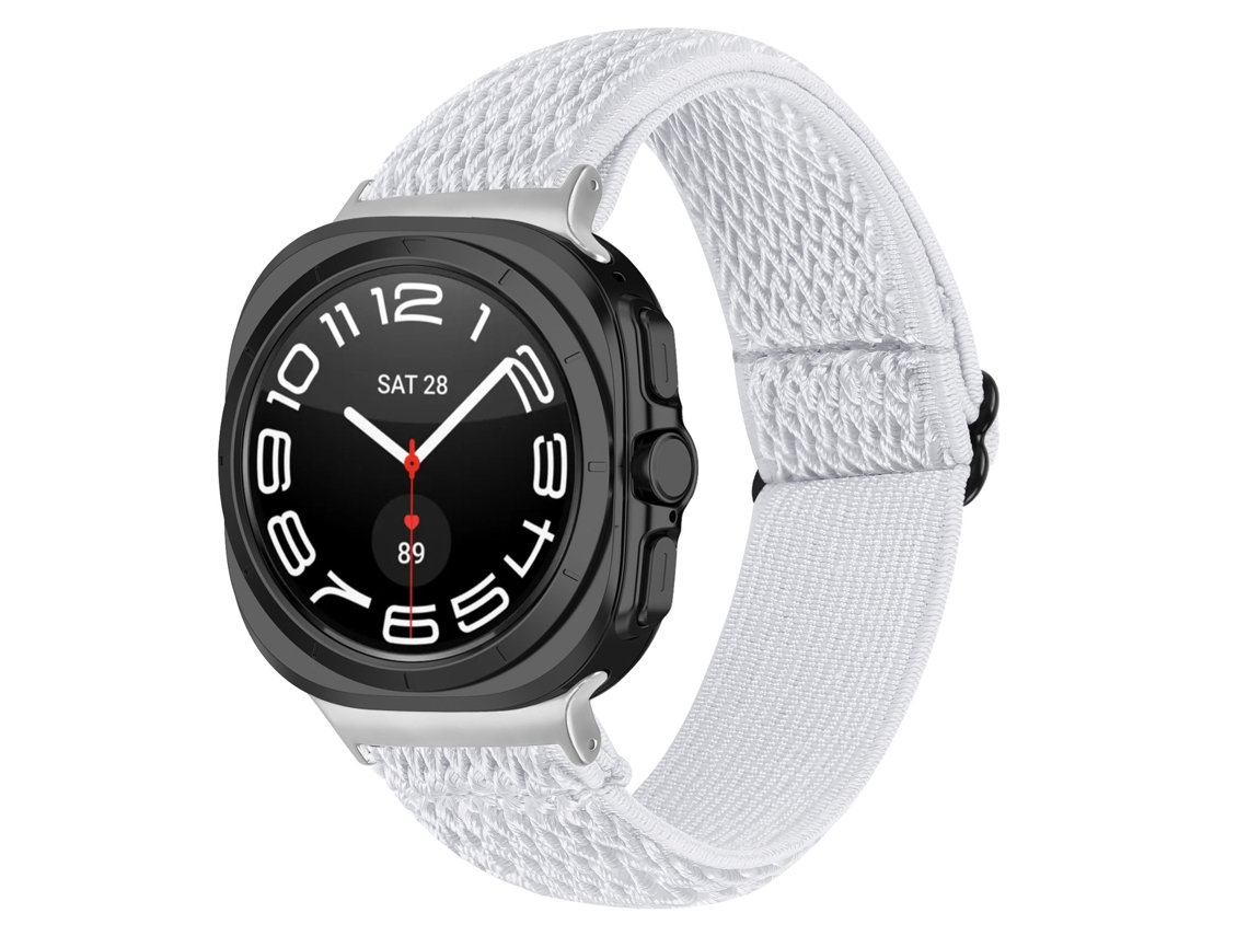 Bracelete Em Nylon Tecido Para Samsung Galaxy Watch 9 (40/44 Mm) Branco