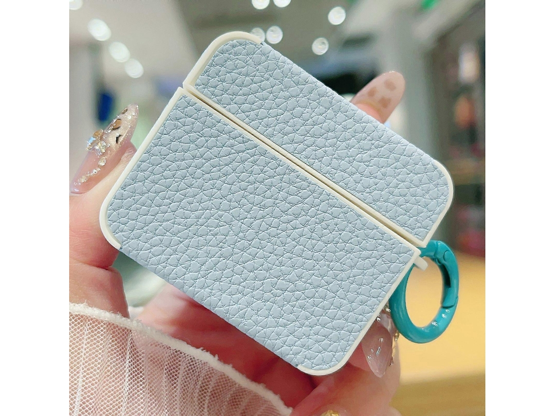 Capa Protetora Para Fones De Ouvido Airpods 4 Em Couro Com Textura De Lichia