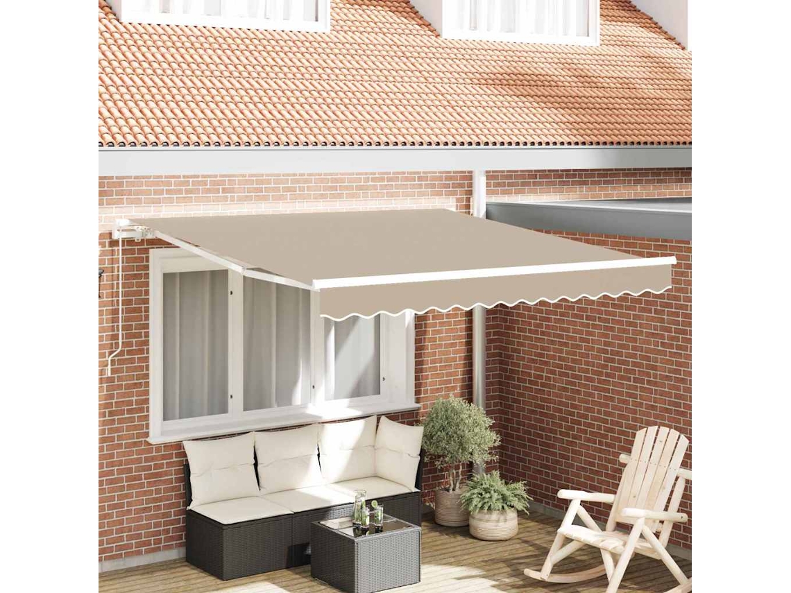 Vidaxl Toldo Retrátil Bege 350 X 250 Cm Poliéster E Alumínio